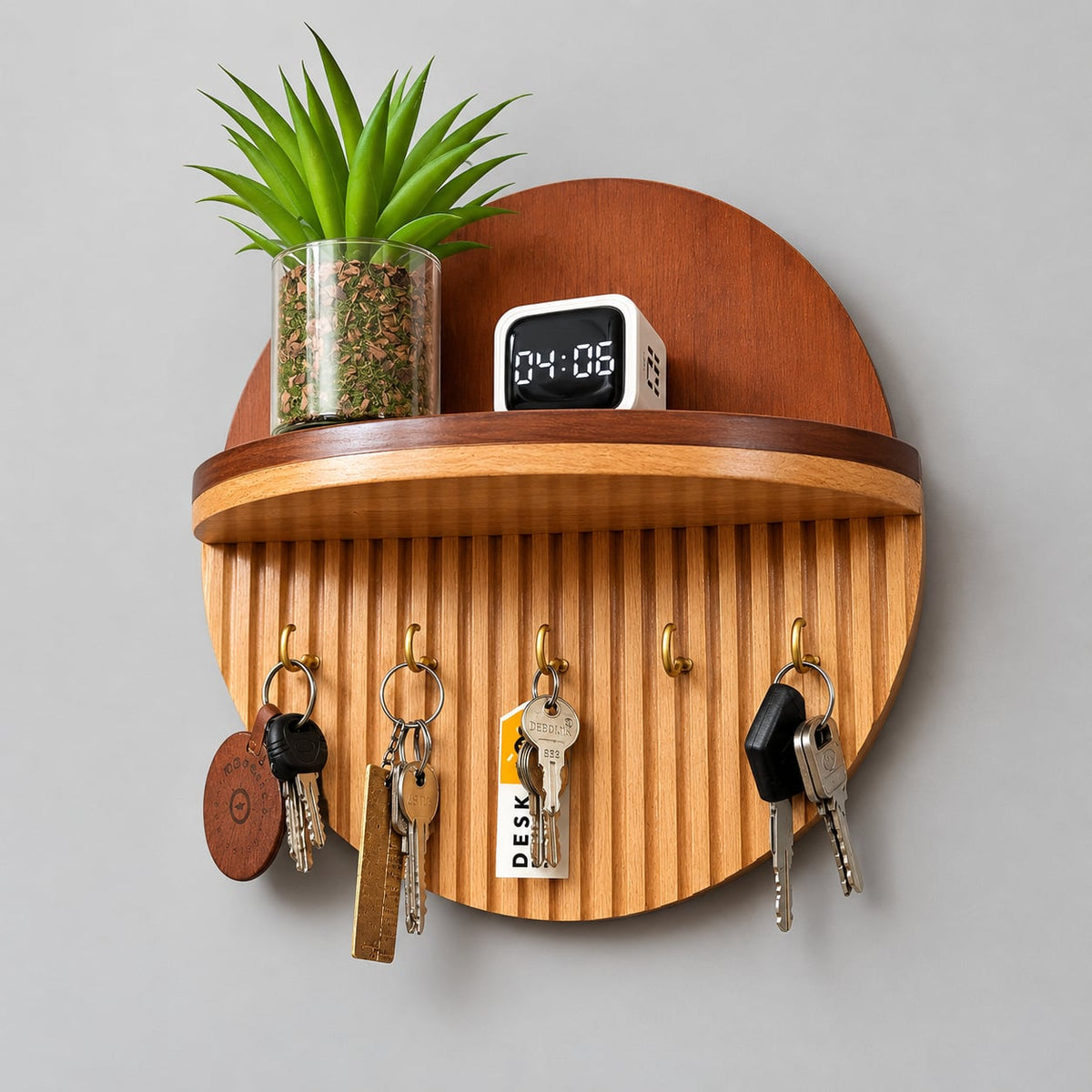 Beechwood Wall Shelf & Key Organizer