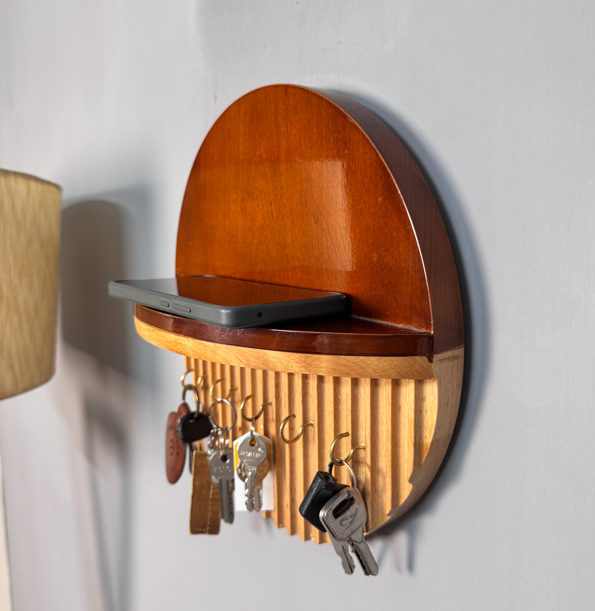 Beechwood Wall Shelf & Key Organizer