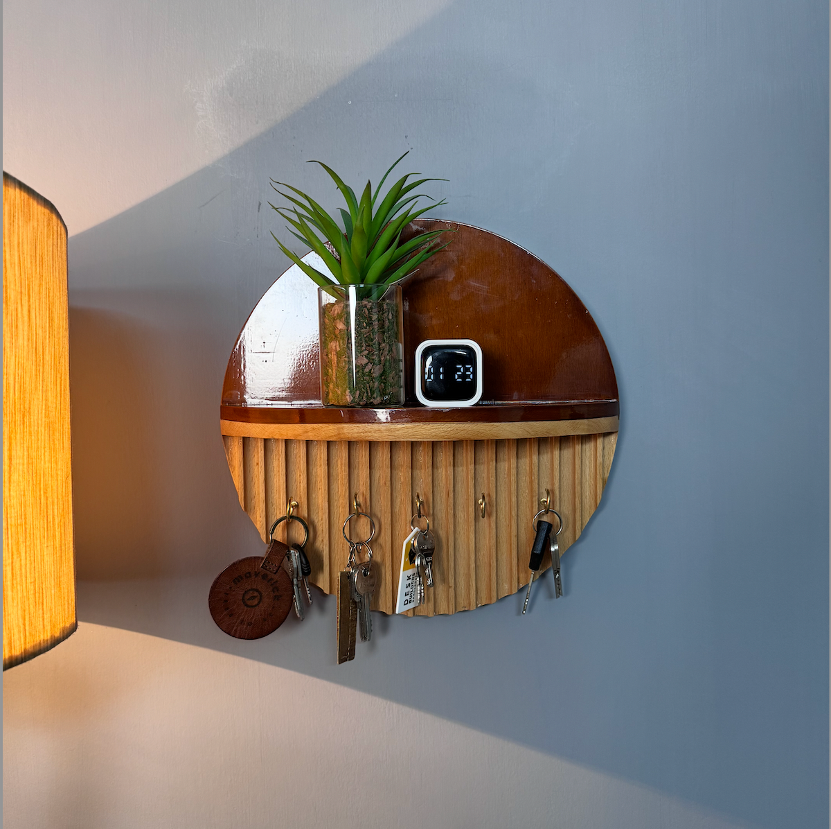 Beechwood Wall Shelf & Key Organizer
