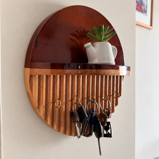 Beechwood Wall Shelf & Key Organizer