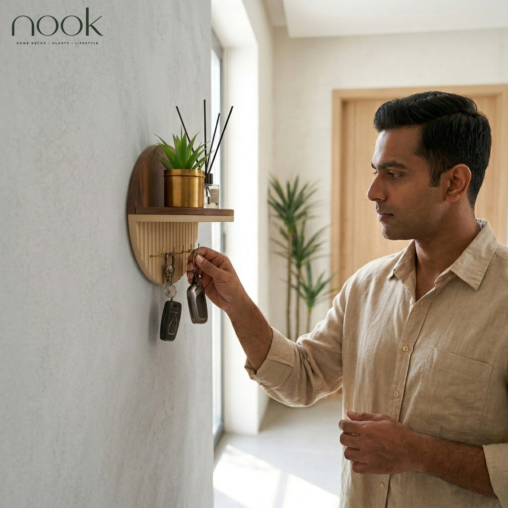Round Wall Shelf & Key Holder