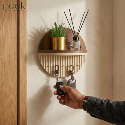 Round Wall Shelf & Key Holder
